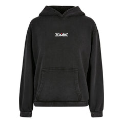 Zombic Ladies Oversized Washed Hoodie Black